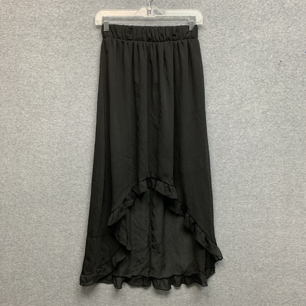 Sheer Hi Low Ruffled Skirt Size Small Black Dark Fairy Grunge Whimsigoth Vamp